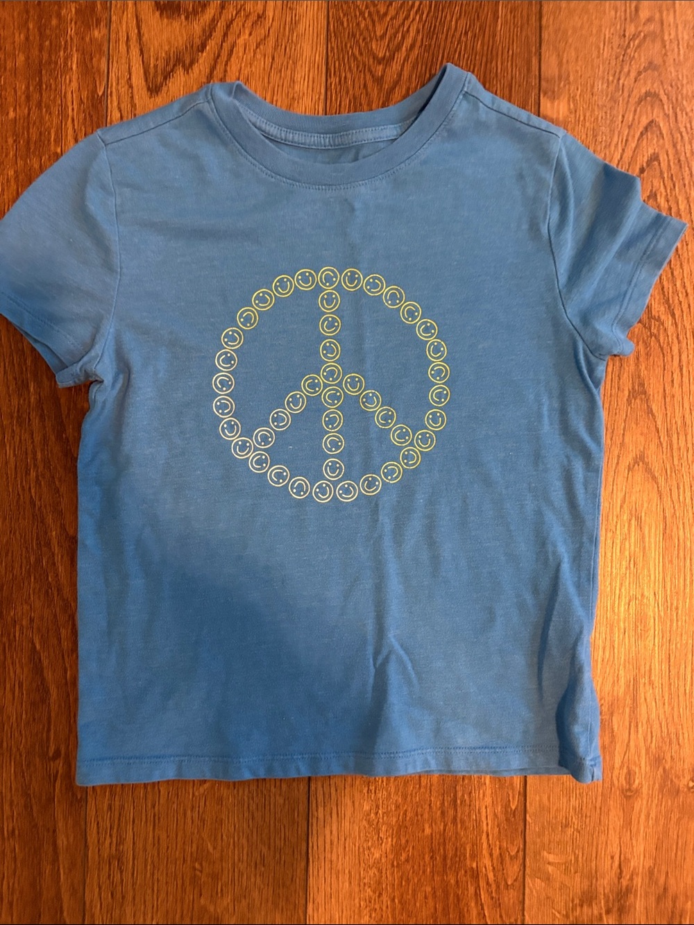 Cat & Jack Blue Tee with Yellow Peace Sign